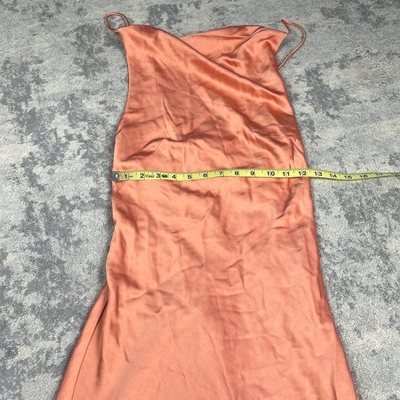 Significant Other Aila Dress Open Back Cowl Neck Satin Midi Nougat - Picture 7 of 13